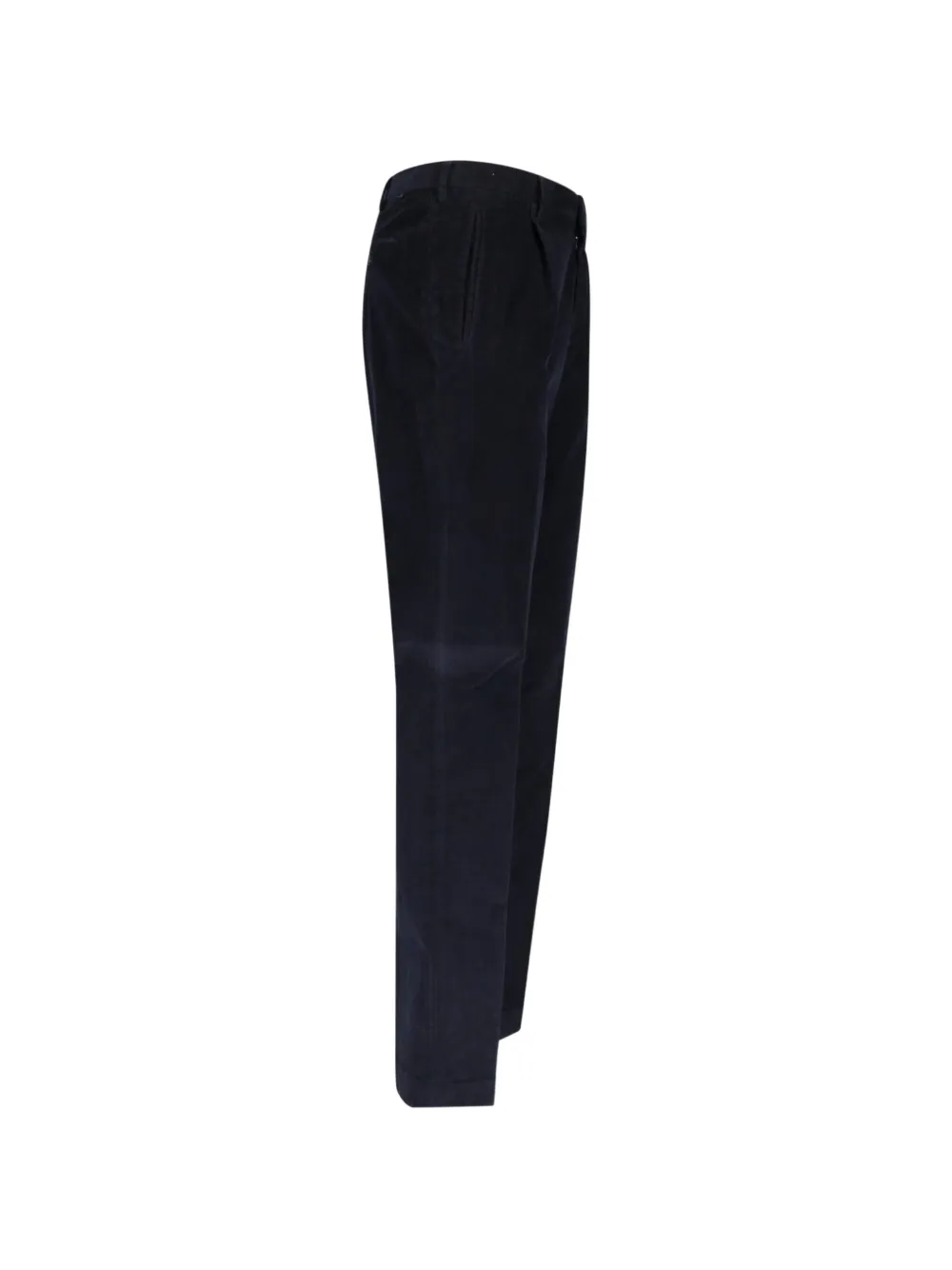 Incotex Plooibroek met ribfluwelen textuur Blauw