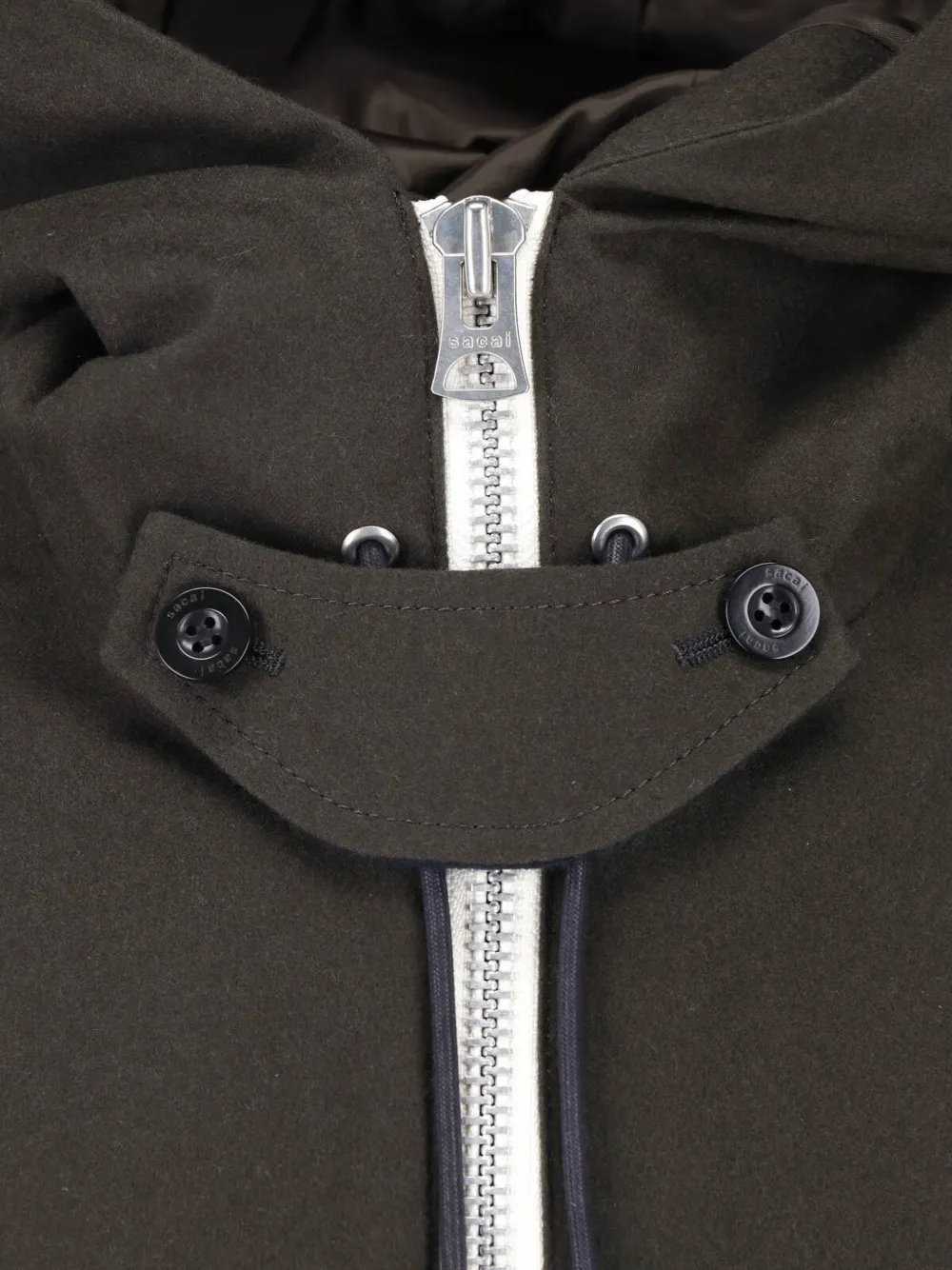 sacai zip-up hooded jacket Groen