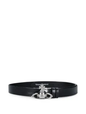 Vivienne Westwood Orb-buckle crocodile-effect Leather Belt | Black