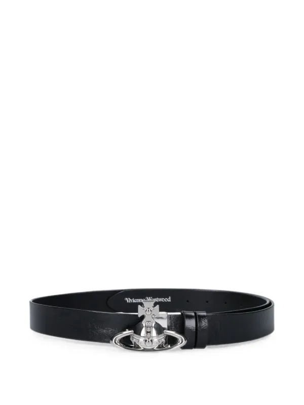 Vivienne Westwood Orb Buckle Leather Belt in Black