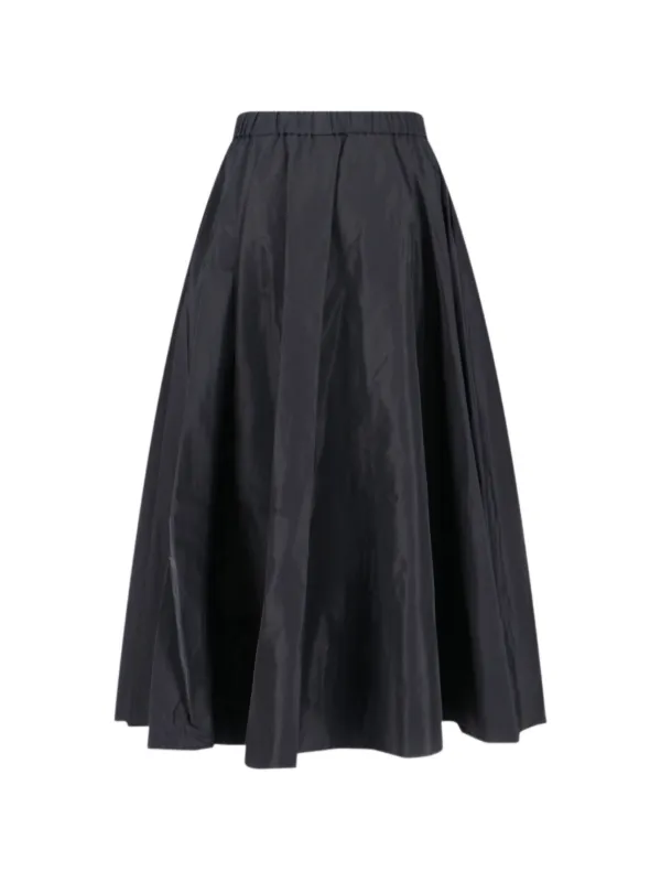 ASPESI Unlined Technical Polyester Skirt in Black