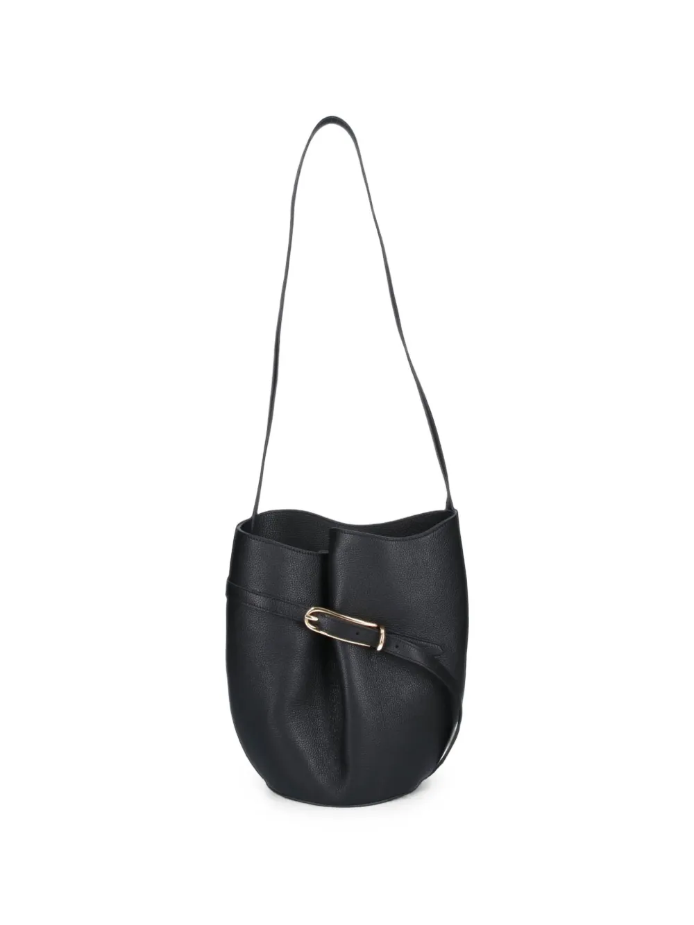 Liffner Belted buckle-detail pebbled bucket bag - Nero