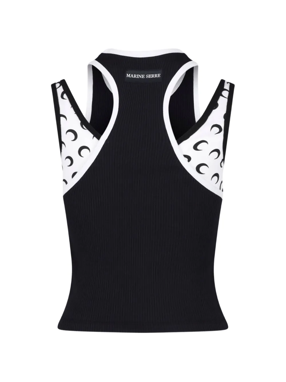 Marine Serre layered jersey tank top Zwart