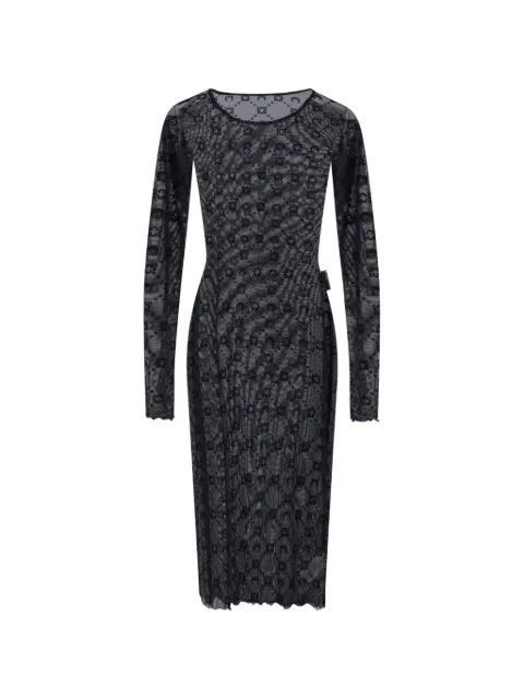 Marine Serre Langärmeliges Midikleid mit Monogramm
