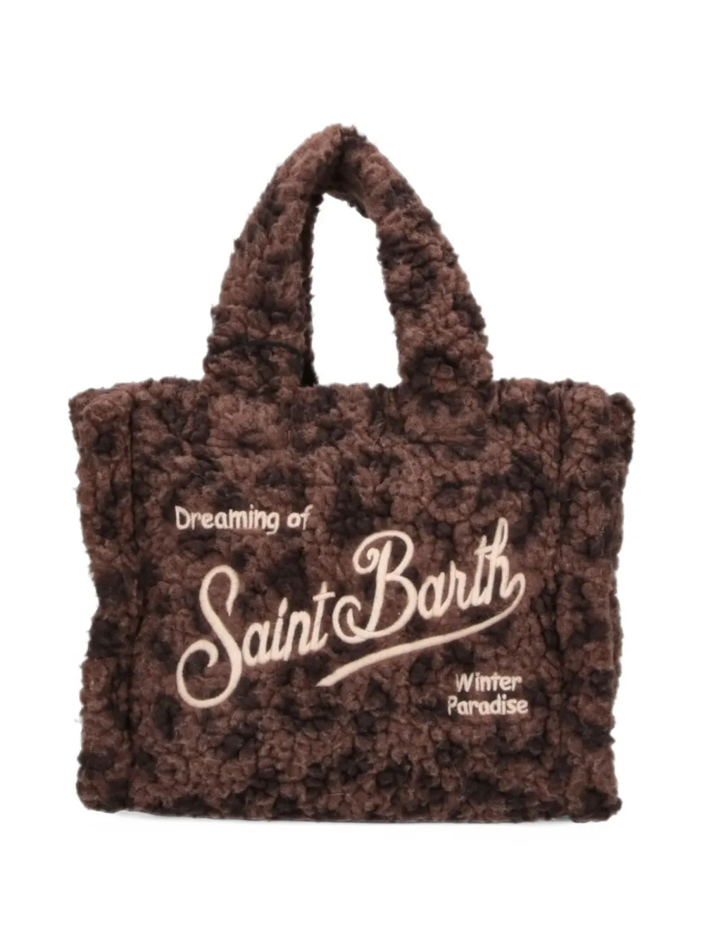 MC2 Saint Barth brown mini Vanity bag in teddy fabric with leopard-print Bruin