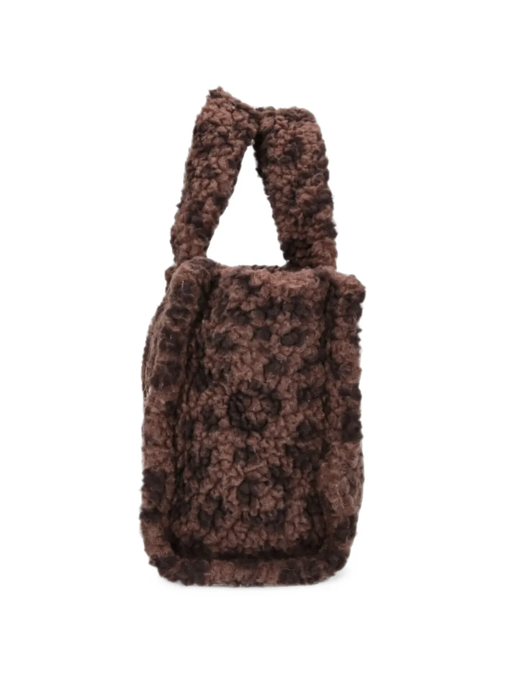 MC2 Saint Barth brown mini Vanity bag in teddy fabric with leopard-print Bruin