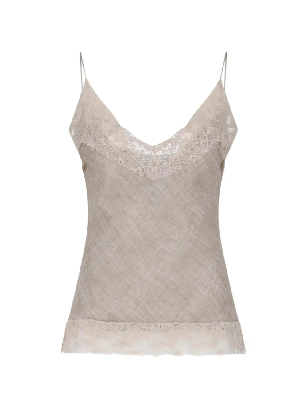 Ermanno Scervino lace-trim silk top - Grigio