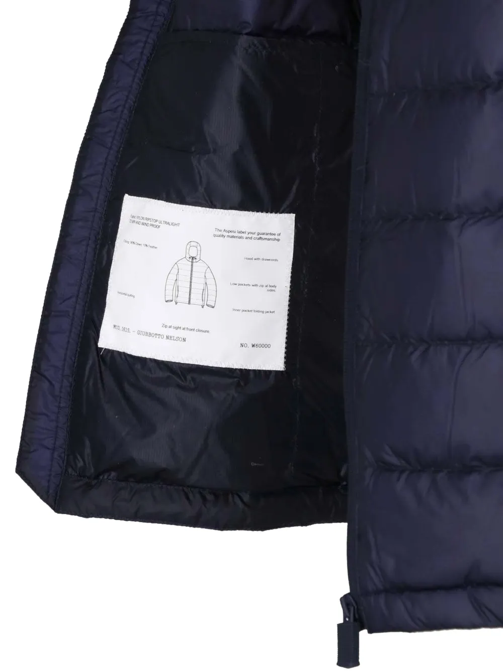 ASPESI Gevoerd jack met capuchon Blauw