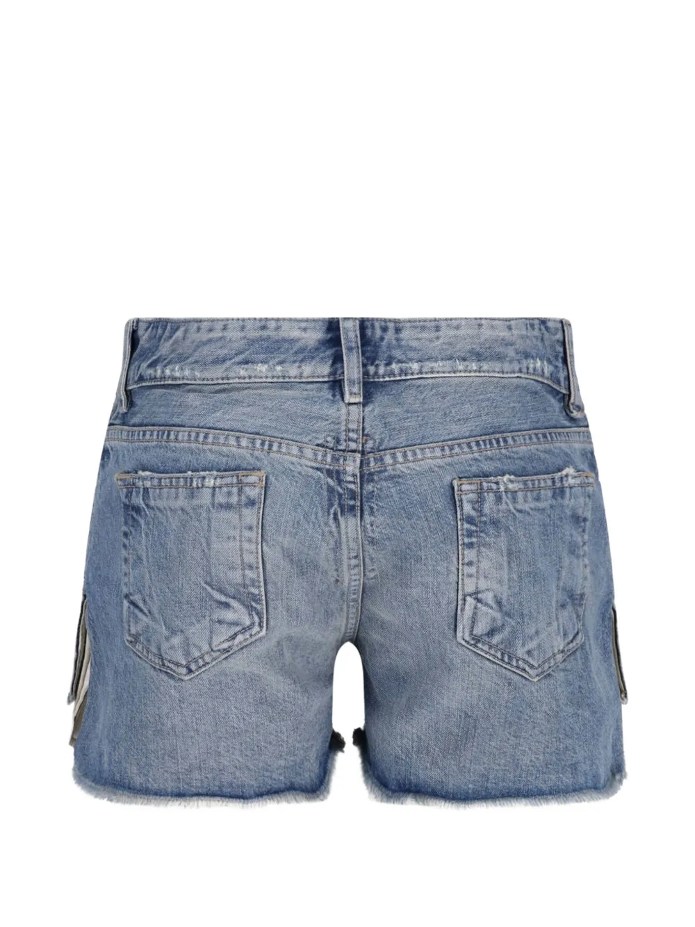 Rick Owens DRKSHDW Denim shorts met vlakken en franje Blauw