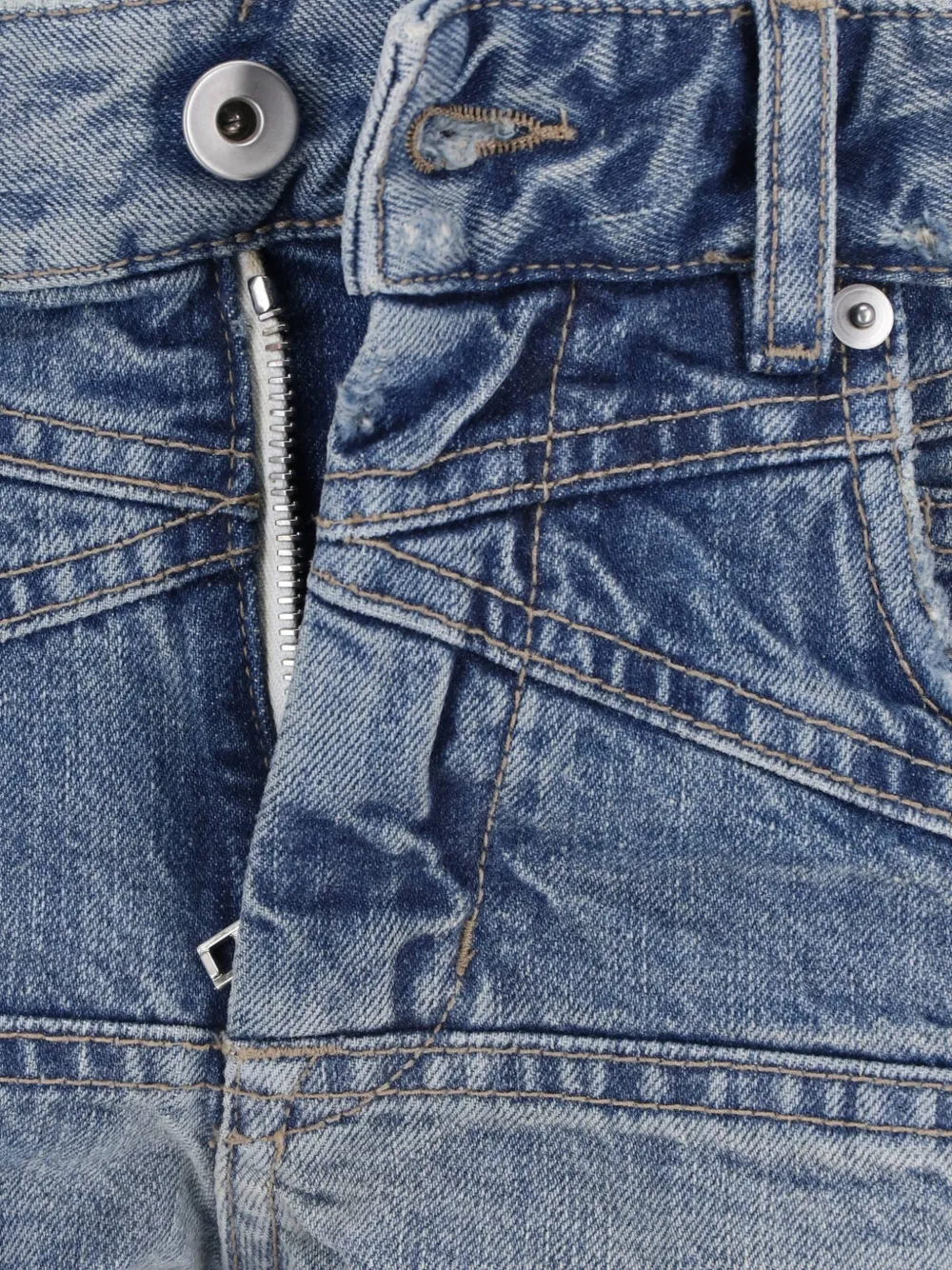 Rick Owens DRKSHDW Denim shorts met vlakken en franje Blauw
