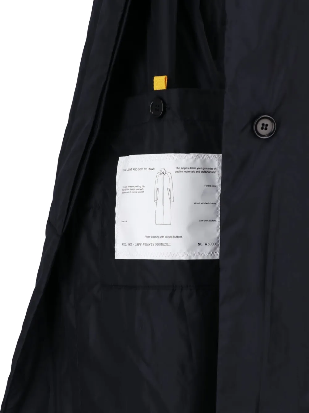 ASPESI belted concealed-fastening coat Zwart