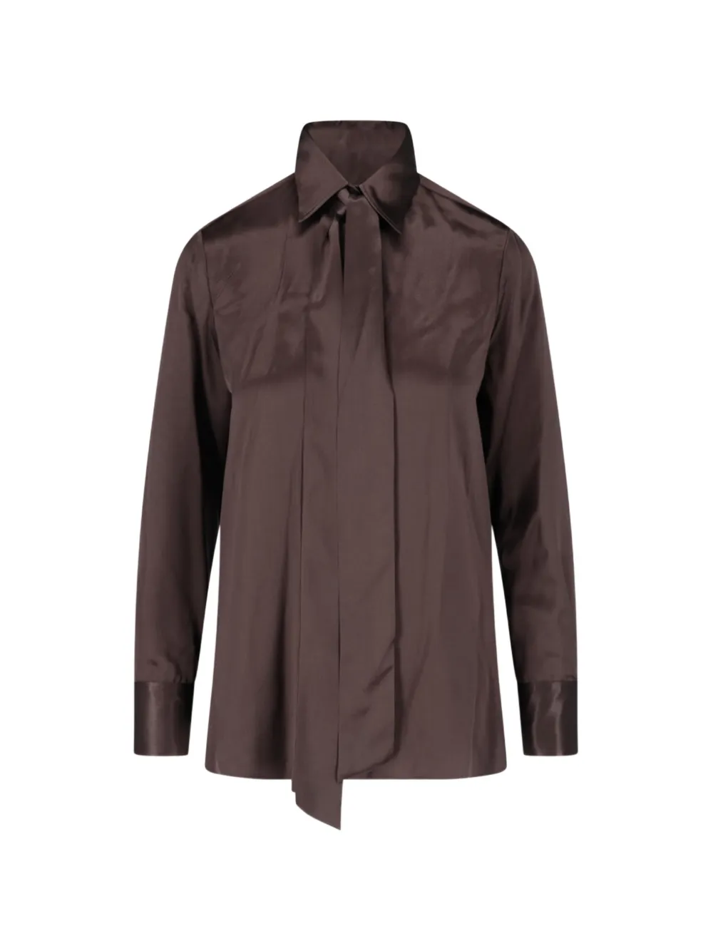 Kiton silk tie-neck shirt - Braun