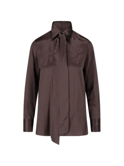 Kiton silk tie-neck shirt