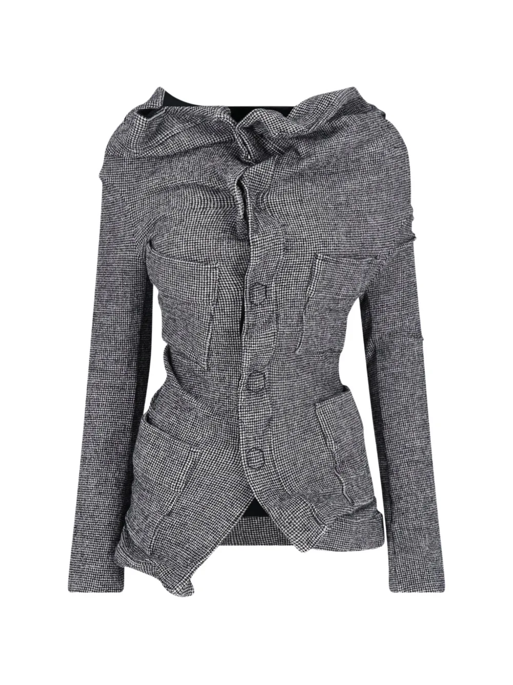 Junya Watanabe draped houndstooth jacket - Grigio