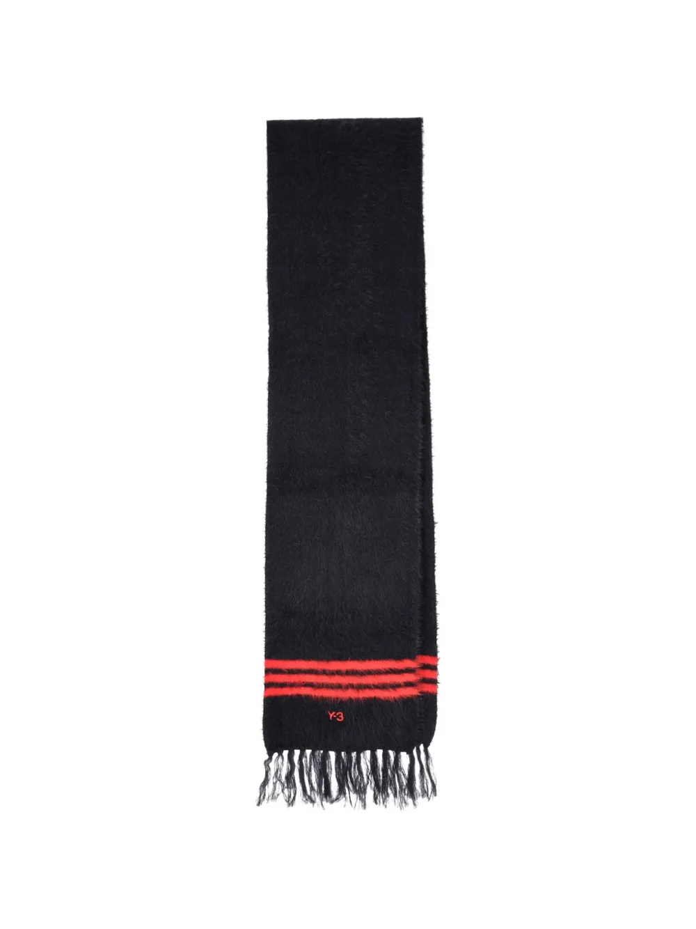 Y-3 logo-embroidered striped scarf - Nero