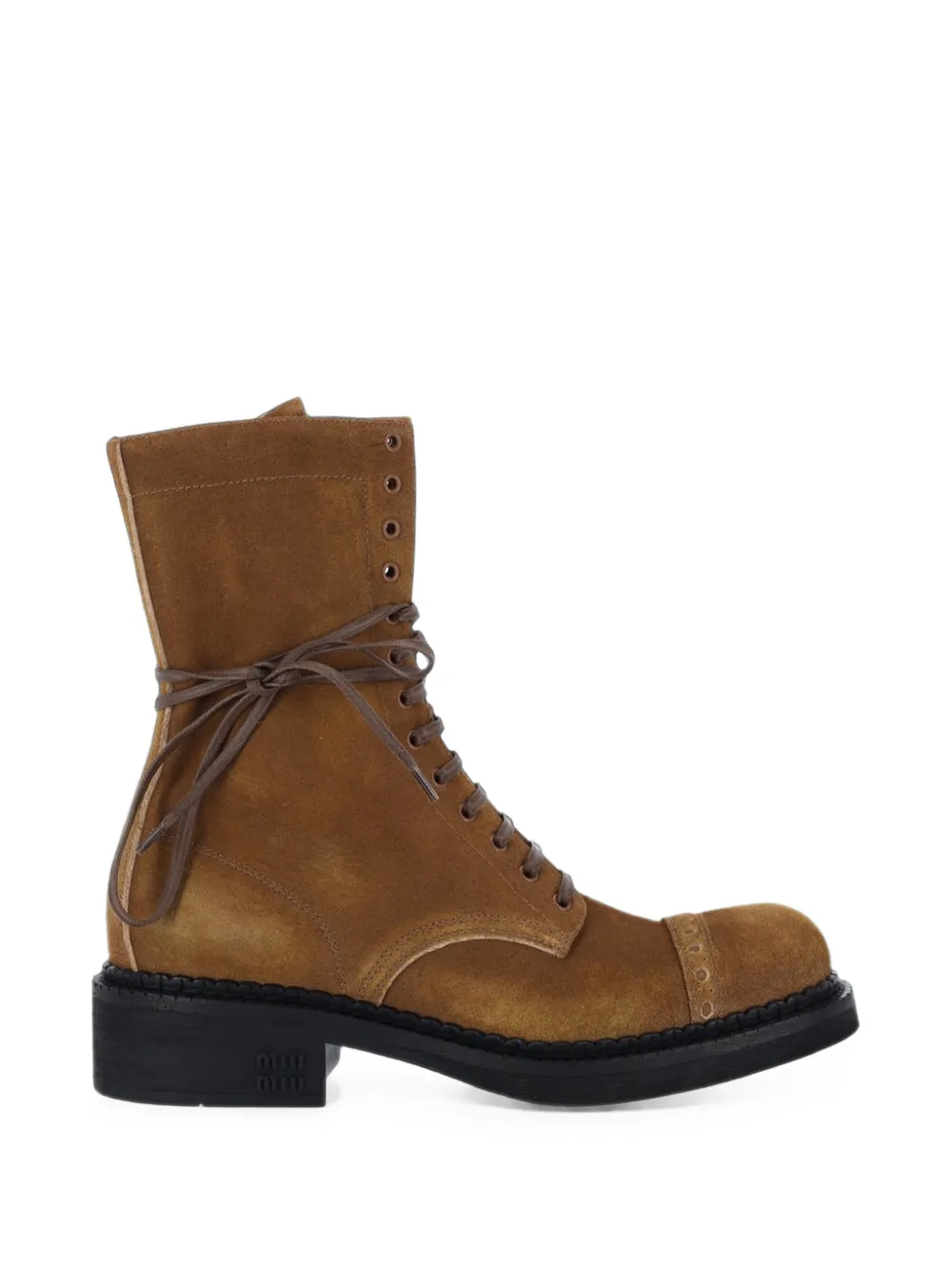 Miu Miu bottines vernies à lacets - Marron