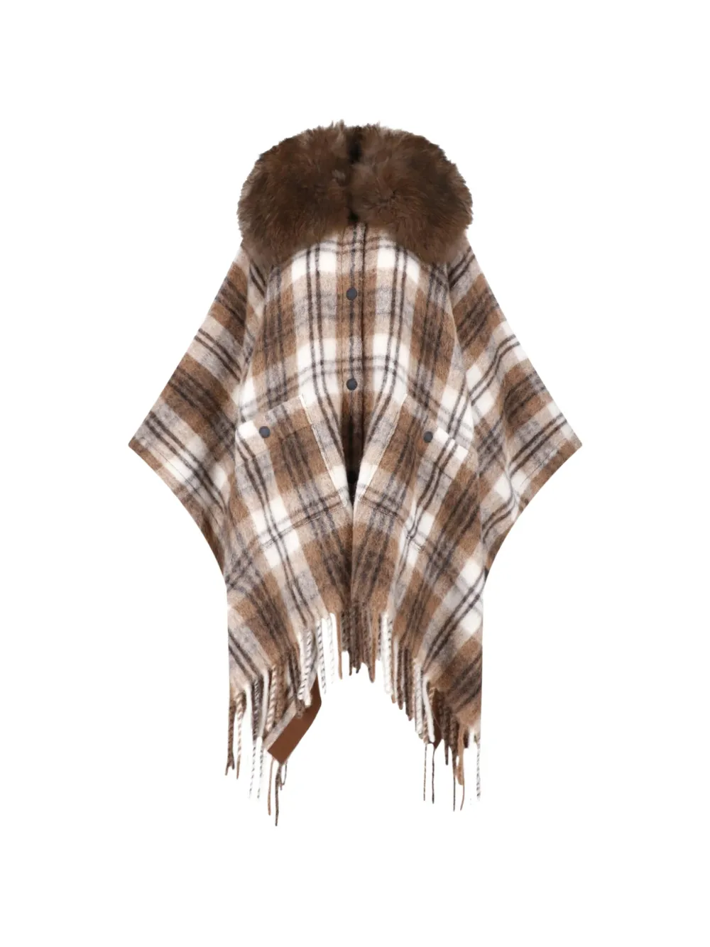 Moncler Grenoble check-pattern faux-fur-collar jacket