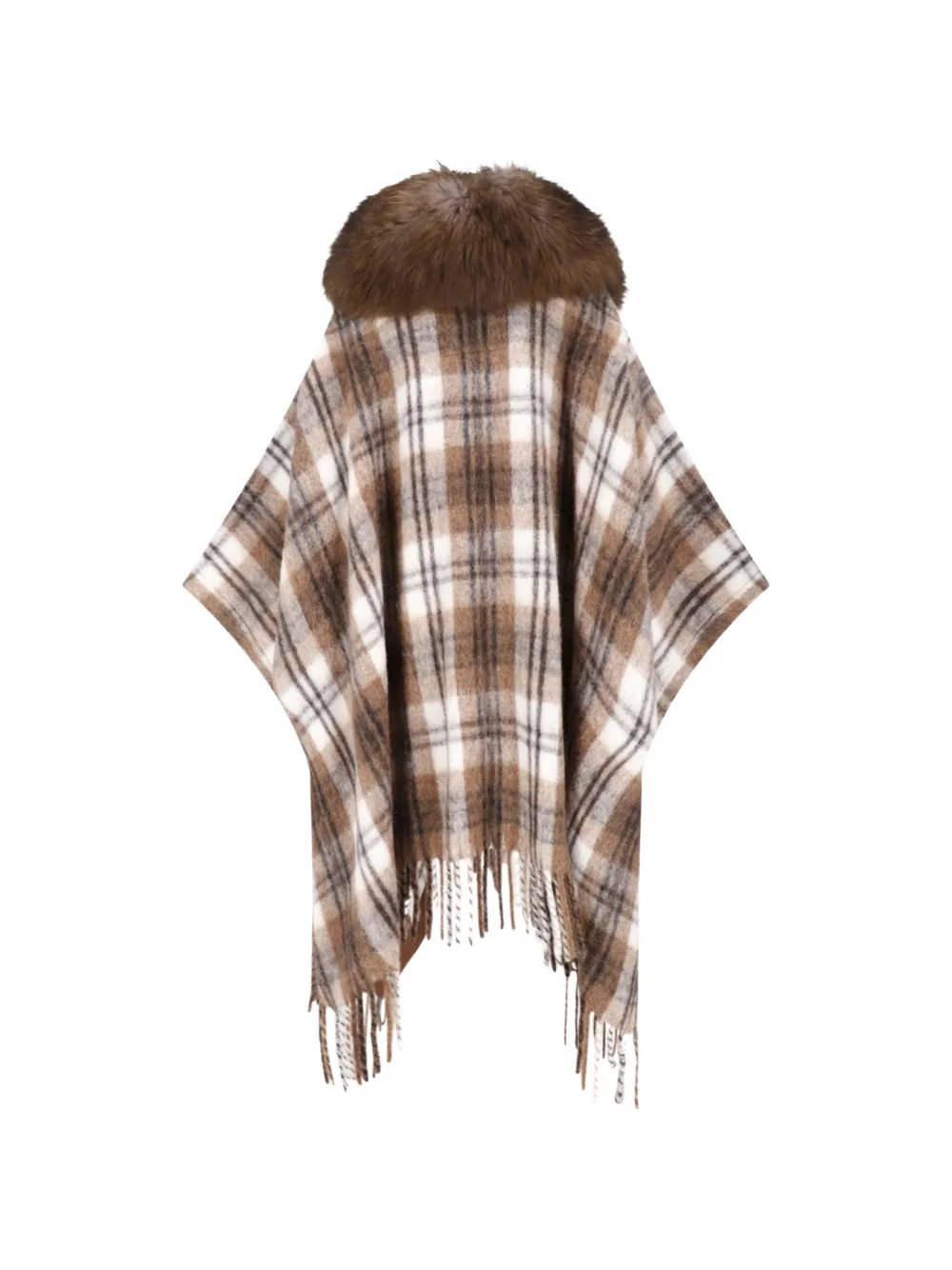 Moncler Grenoble Geruit jack met kraag van imitatiebont Bruin
