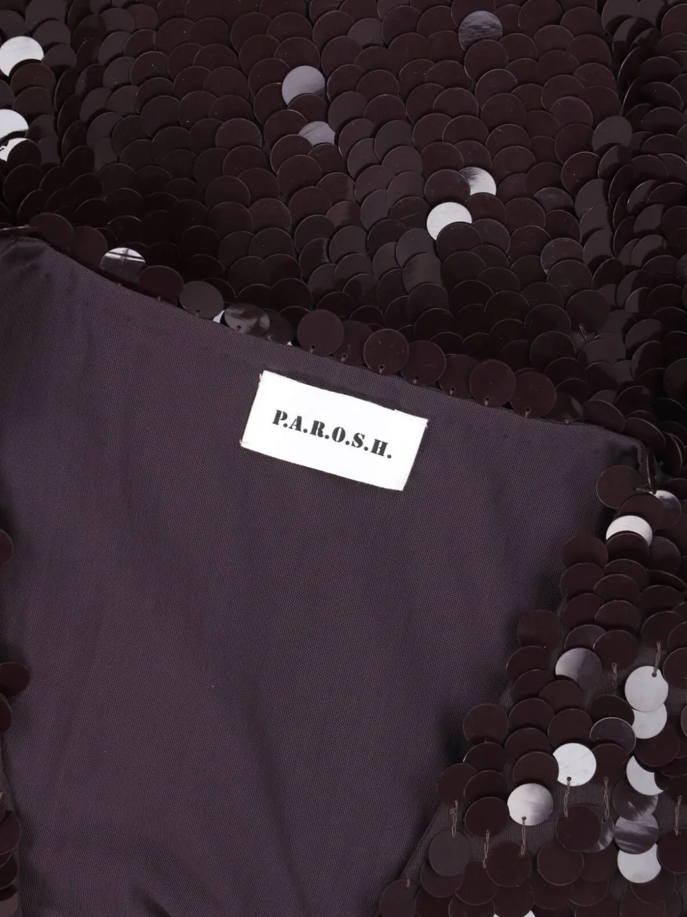 P.A.R.O.S.H. Blouse met strik aan de voorkant en verfraaid met pailletten Bruin