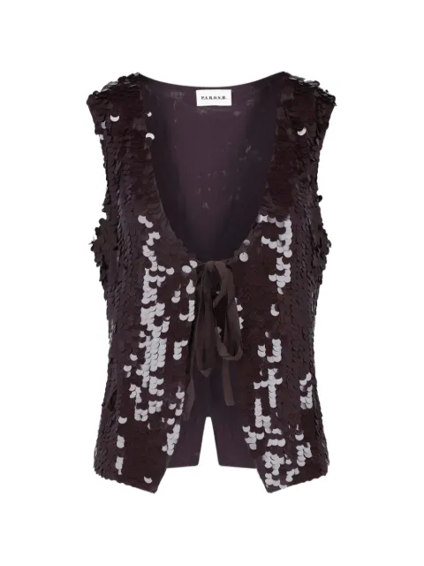 P.A.R.O.S.H. sequin-embellished front-tie blouse