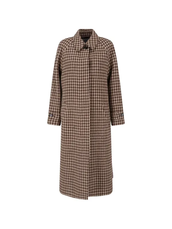 Lardini Houndstooth-pattern Belted Coat in Brown