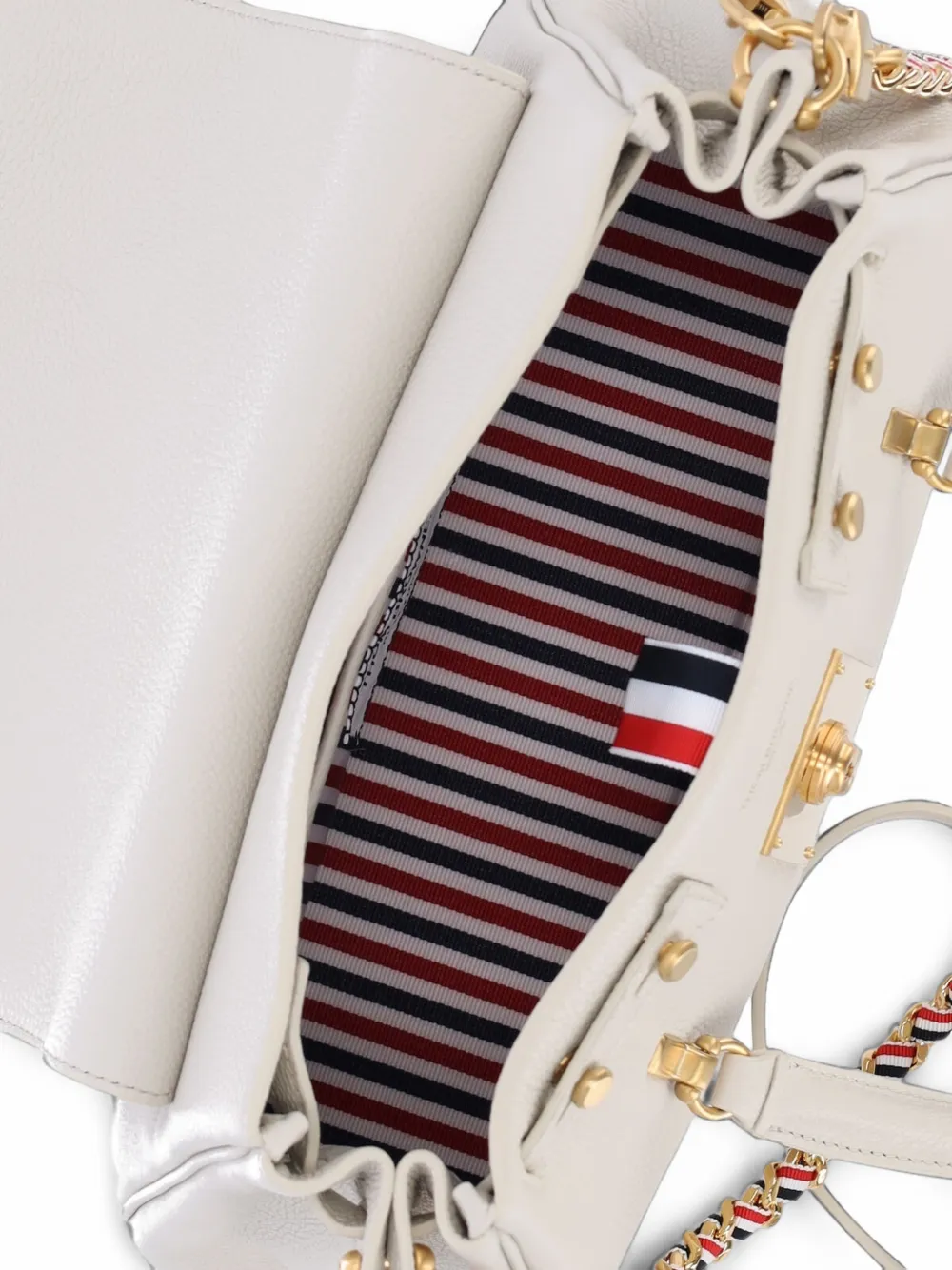 Thom Browne Kleine Bolton leren shopper Beige