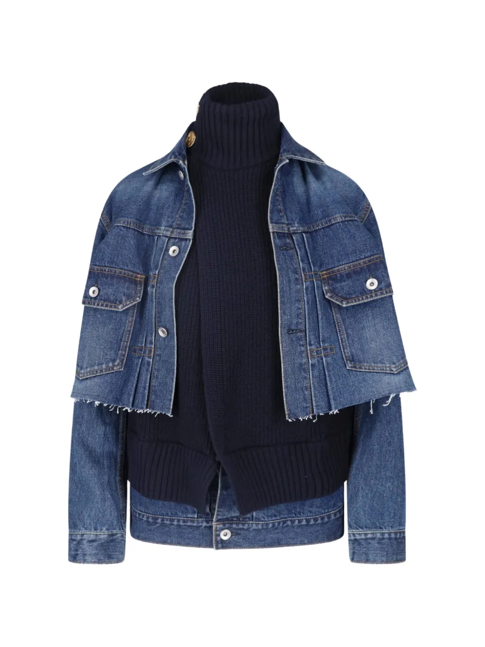 sacai Gelaagd denim jack Blauw