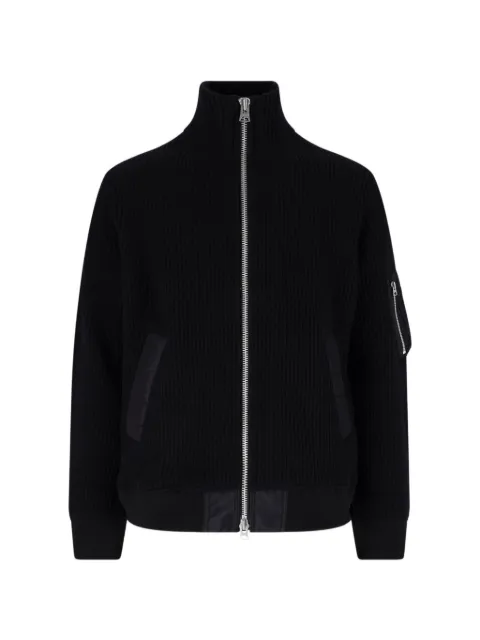 sacai ribbed-knit zip-up cardigan
