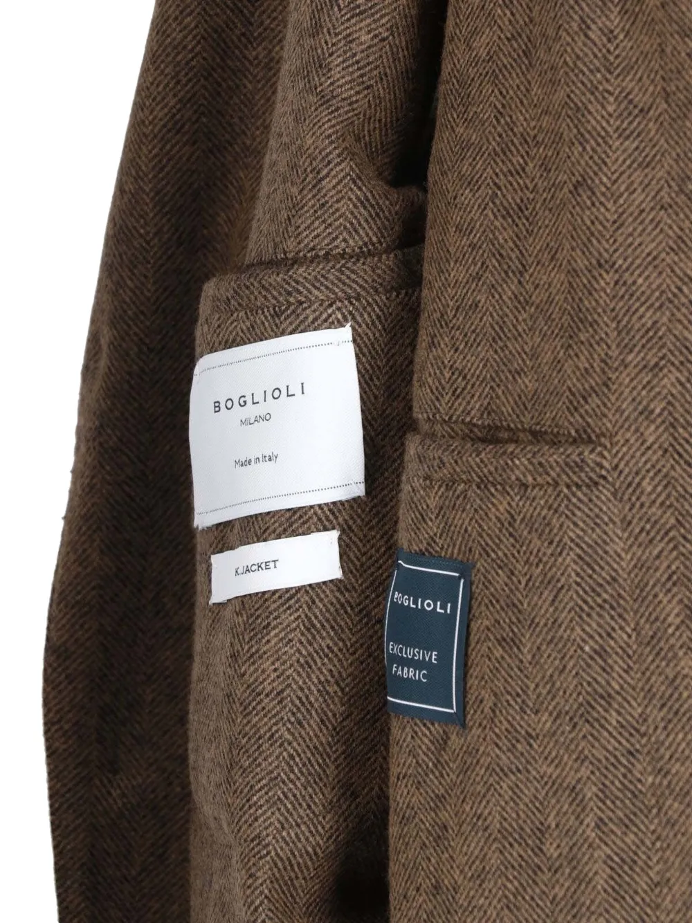 Boglioli K.Jacket jack met visgraatpatroon Bruin