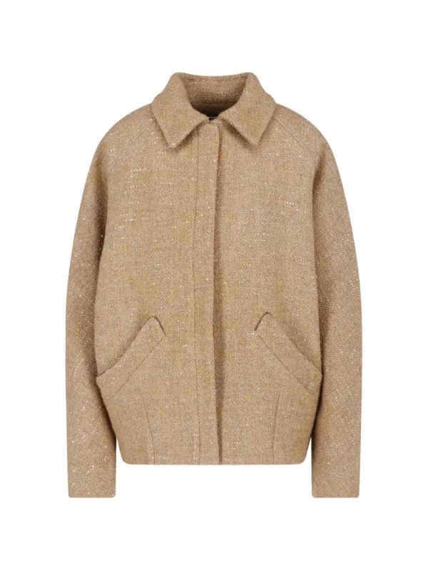 Kiton Sequin-embellished Bouclé Jacket in Neutrals