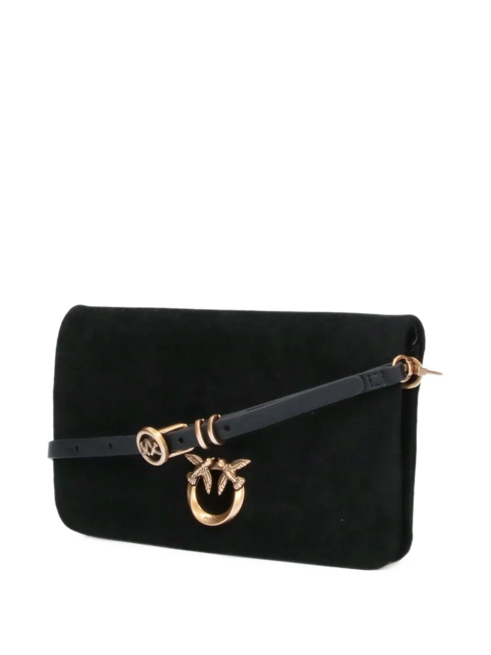 PINKO Love Birds buckle shoulder bag Zwart