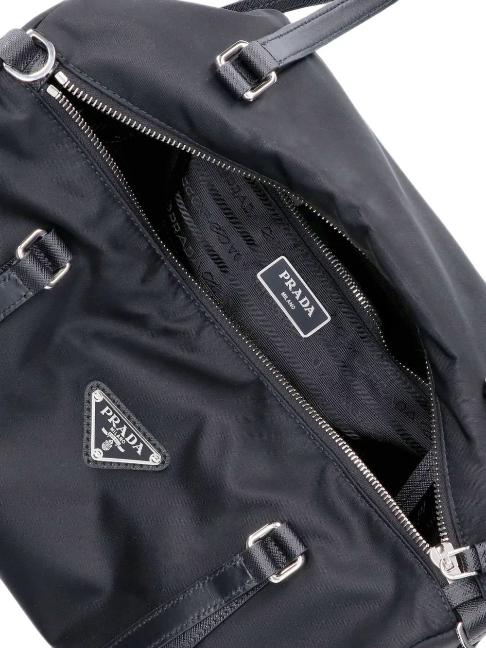 Prada Schoudertas met leren afwerking Zwart