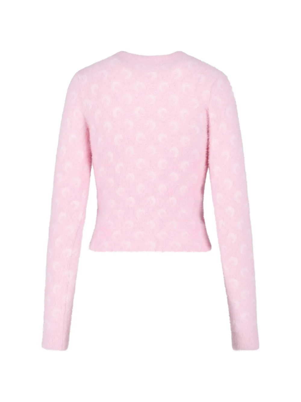 Marine Serre fluffy Moon jacquard knit crewneck sweater Roze