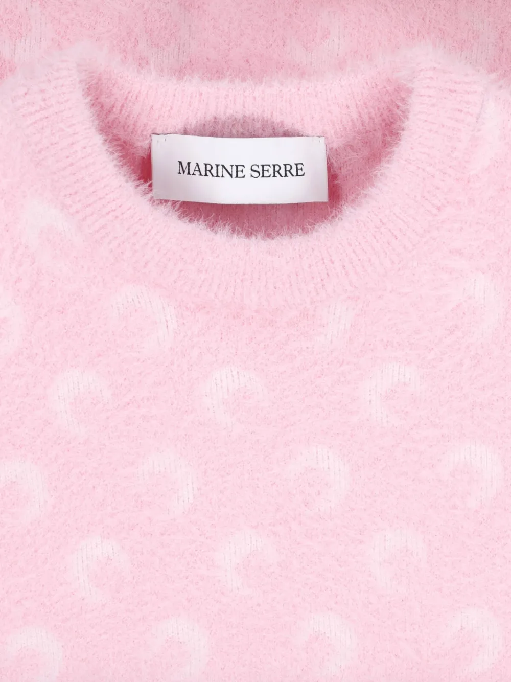 Marine Serre fluffy Moon jacquard knit crewneck sweater Roze