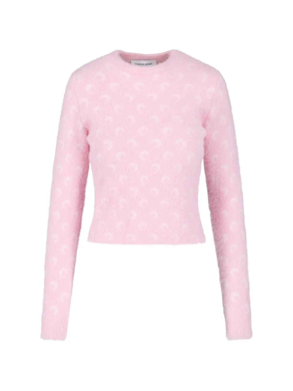 Marine Serre fluffy Moon jacquard knit crewneck sweater - Rosa