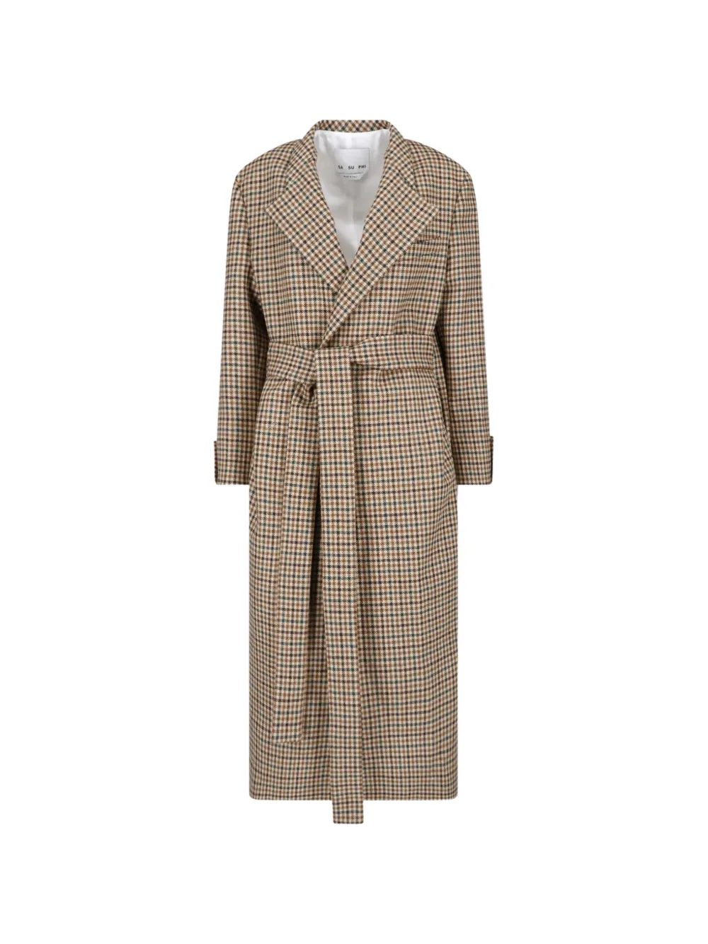 SA SU PHI Lauren geruite trenchcoat met ceintuur Beige