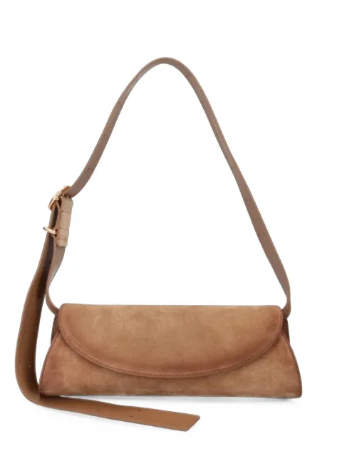 Jil Sander Cannolo small leather and suede handbag with adjustable strap and embossed logo