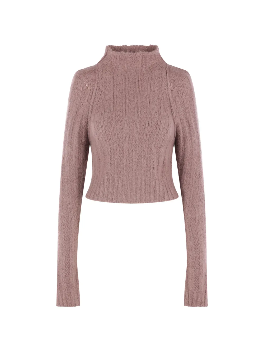 Rick Owens ribbed-knit high-neck cropped sweater - Purple