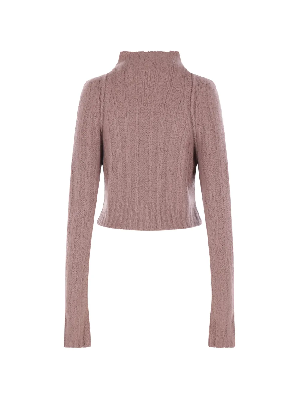 Rick Owens ribbed-knit high-neck cropped sweater Paars