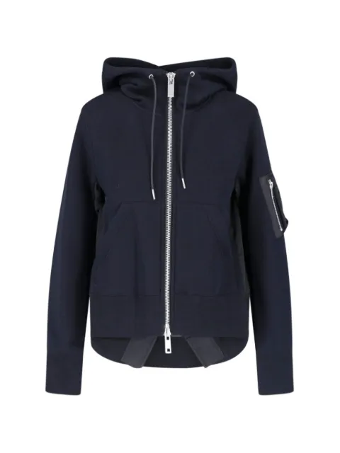 sacai hoodie con paneles y cierre