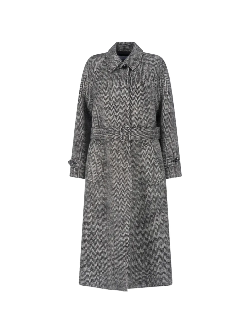 Lardini herringbone-pattern belted coat