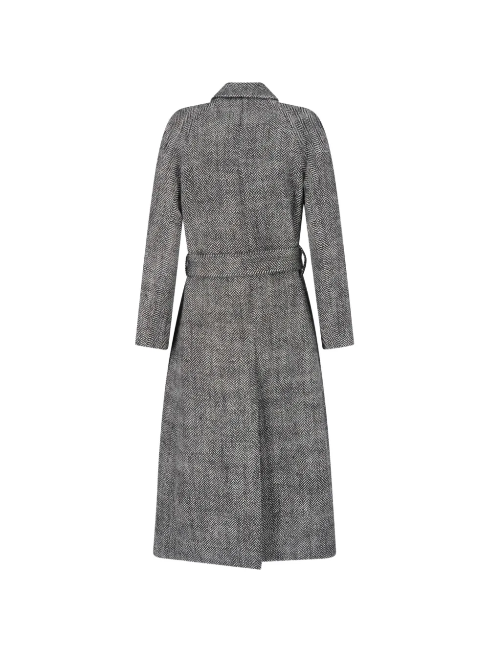 Lardini Herringbone-pattern Belted Coat in Grey, view 2