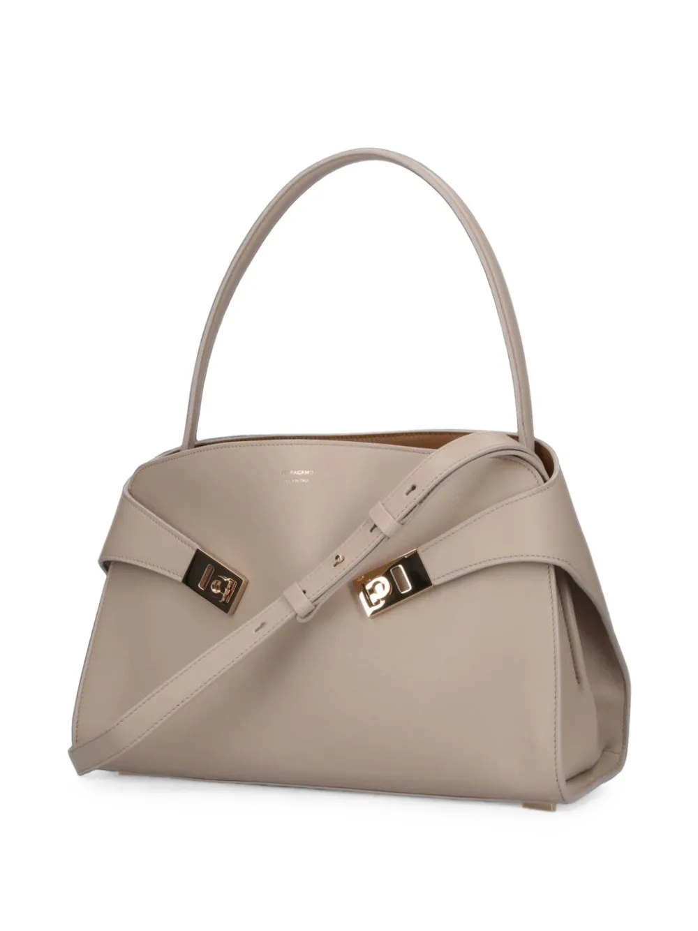 Ferragamo Hug Soft tweekleurige schoudertas (M) Beige