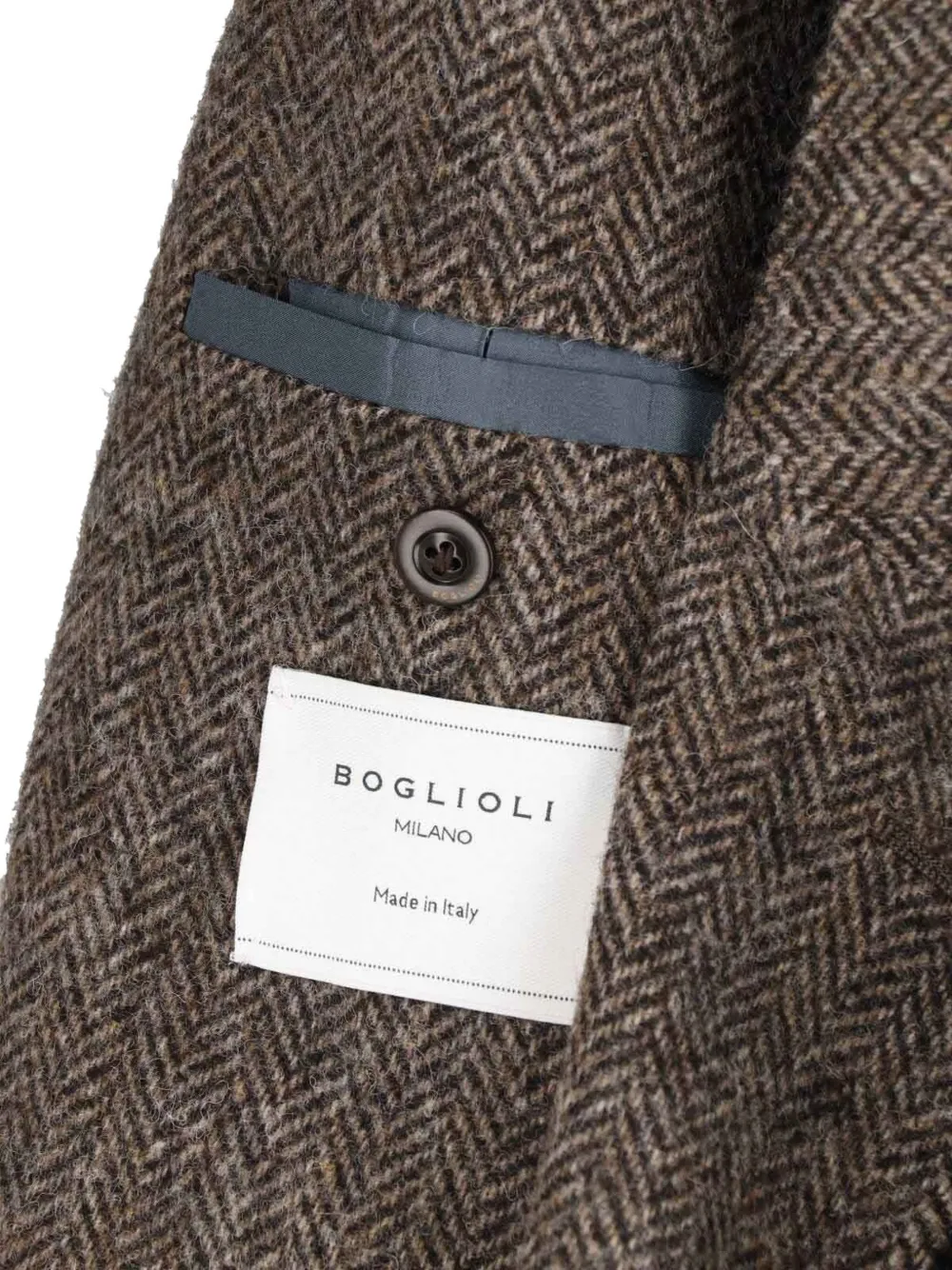 Boglioli Herringbone-pattern Wool Blazer In Brown