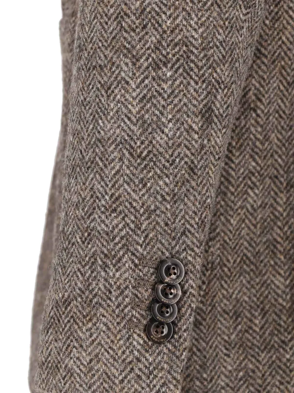 Boglioli Herringbone-pattern Wool Blazer In Brown