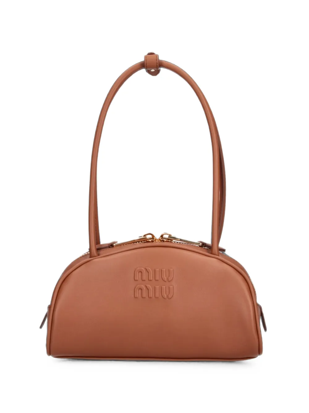 Miu Miu logo-embossed leather shoulder bag - Brown