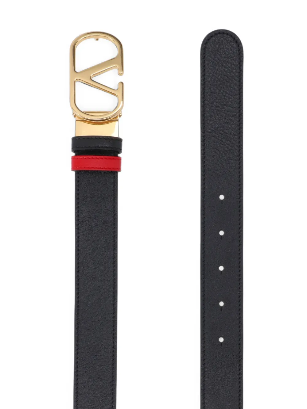 Valentino Garavani VLogo Signature omkeerbare glanzende kalfsleren riem 2inch 30mm Zwart