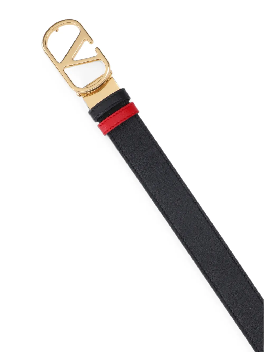 Valentino Garavani VLogo Signature omkeerbare glanzende kalfsleren riem 2inch 30mm Zwart