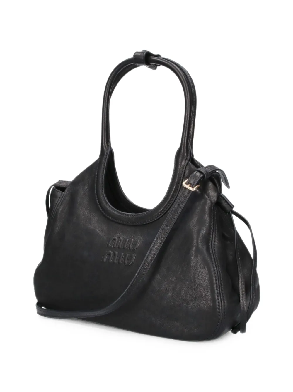 Miu Ivy nappaleren shopper Zwart