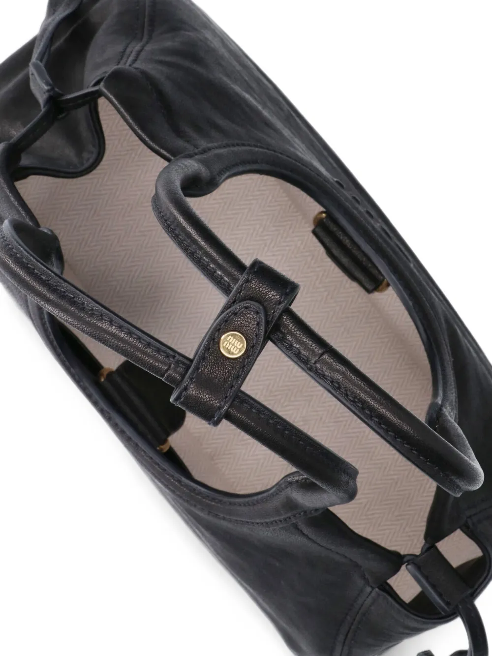 Miu Ivy nappaleren shopper Zwart